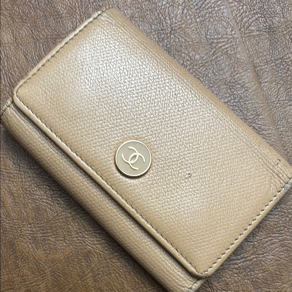 Chanel Tan Leather key Holder Wallet